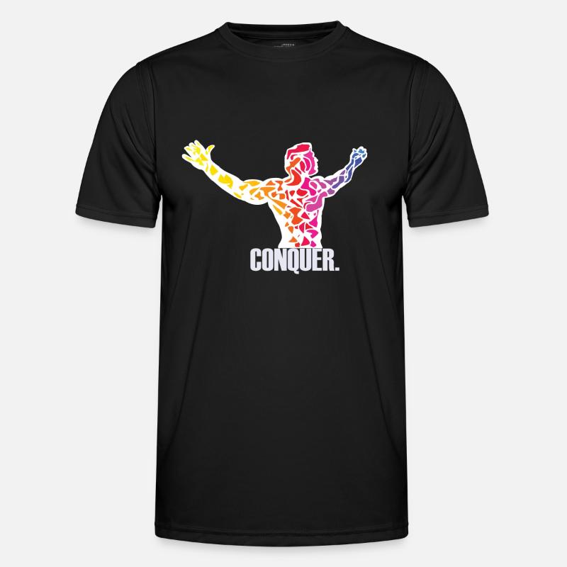 Conquérir. Conception de musculation - T-shirt sport Homme - noir