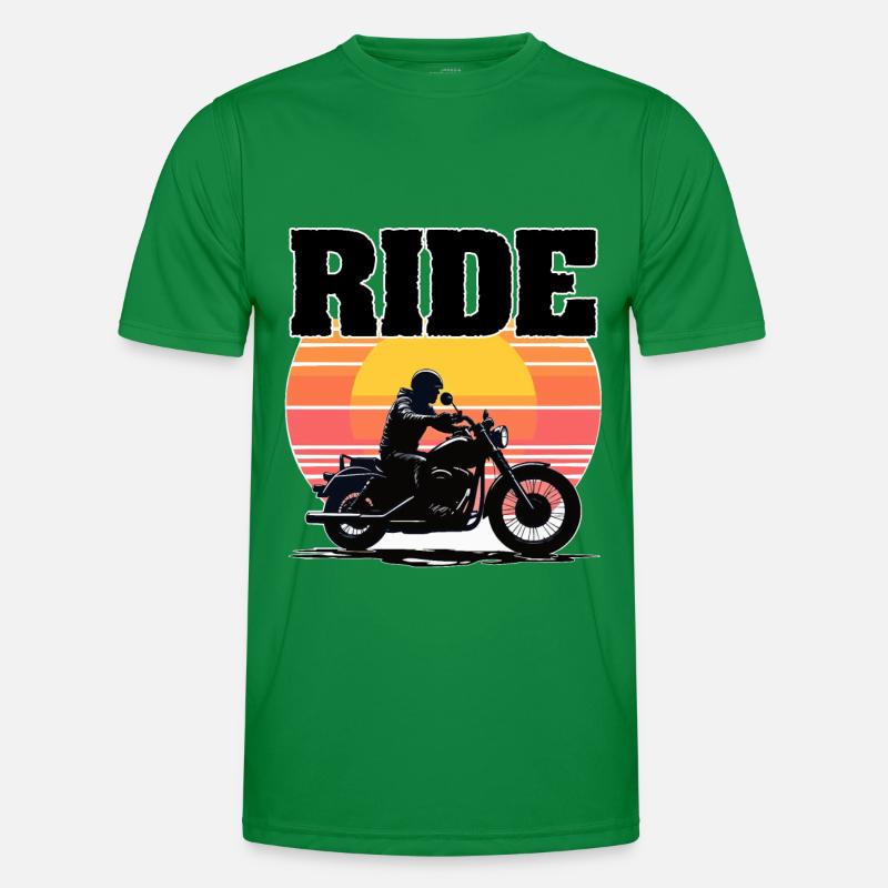 Ride Motorcycle, Silhouette Sunset Men's Functional T-Shirt