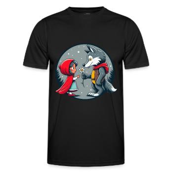 Petit Chaperon Rouge Loup Conte de fées Fleur pour enfants Personnage de conte de fées - T-shirt sport Homme - noir - Devant - AI Model Male 178 dark (178cm)