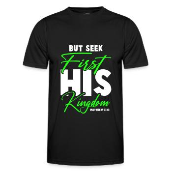 trachte nach sein Königreich bibel - Männer Funktions-T-Shirt - Schwarz - Vorne - AI Model Male 178 dark (178cm)