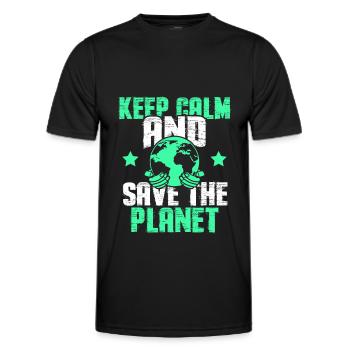 keep calm save the planet - Männer Funktions-T-Shirt - Schwarz - Vorne - AI Model Male 178 dark (178cm)