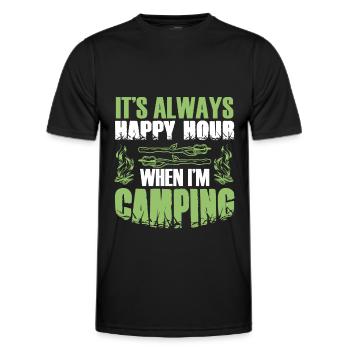 happy hour camping - Men's Functional T-Shirt - black - Front - AI Model Male 178 dark (178cm)