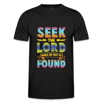 seek god bible - Men's Functional T-Shirt - black - Front - AI Model Male 178 dark (178cm)