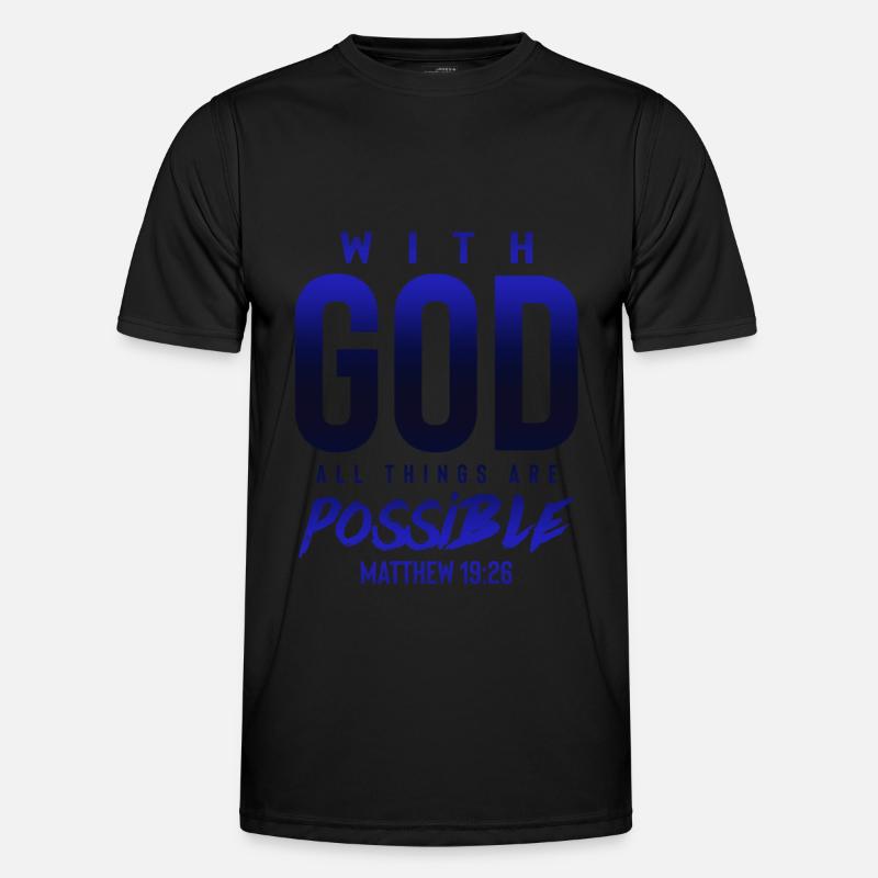 everything is possible with God - Men's Functional T-Shirt - black