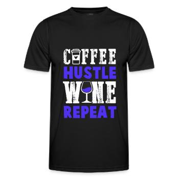 vin de café répéter - T-shirt sport Homme - noir - Devant - AI Model Male 178 dark (178cm)