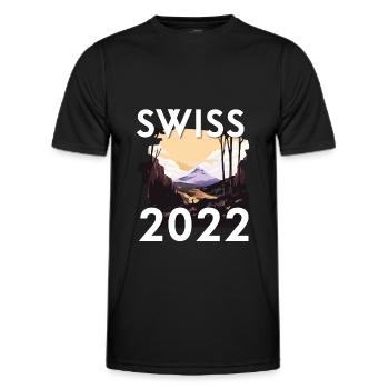 Swiss 2022 - Männer Funktions-T-Shirt - Schwarz - Vorne - AI Model Male 178 dark (178cm)