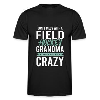 Field hockey grandmother - Men's Functional T-Shirt - black - Front - AI Model Male 178 dark (178cm)