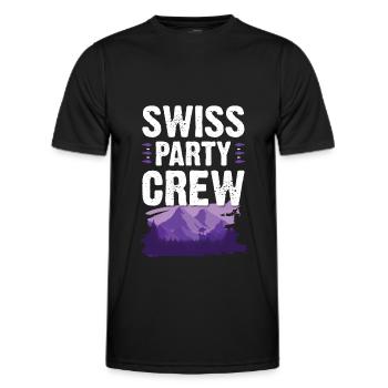 Swiss Party Crew - Männer Funktions-T-Shirt - Schwarz - Vorne - AI Model Male 178 dark (178cm)