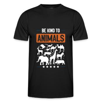 Be nice to animals Animal welfare - Men's Functional T-Shirt - black - Front - AI Model Male 178 dark (178cm)