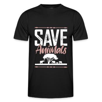Animal welfare slogan - Men's Functional T-Shirt - black - Front - AI Model Male 178 dark (178cm)