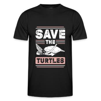 Animal rights activist turtle - Men's Functional T-Shirt - black - Front - AI Model Male 178 dark (178cm)