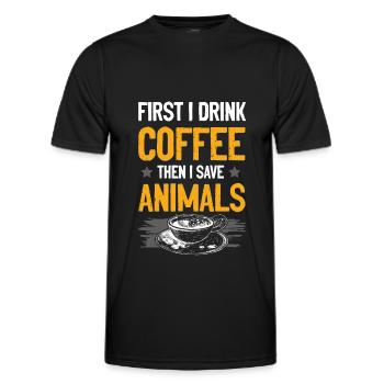 Animal rights activist coffee - Men's Functional T-Shirt - black - Front - AI Model Male 178 dark (178cm)