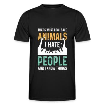 I hate people animal rights activists - Men's Functional T-Shirt - black - Front - AI Model Male 178 dark (178cm)