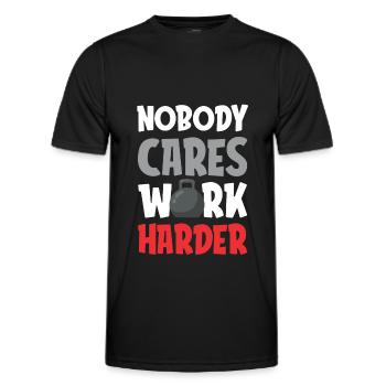 Fitness Hard Work - Men's Functional T-Shirt - black - Front - AI Model Male 178 dark (178cm)