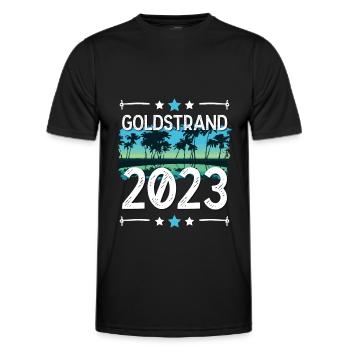 Goldstrand 2023 - Männer Funktions-T-Shirt - Schwarz - Vorne - AI Model Male 178 dark (178cm)