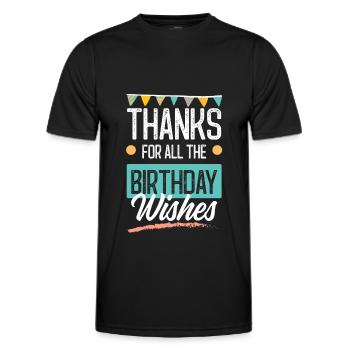 Salutations d’anniversaire - T-shirt sport Homme - noir - Devant - AI Model Male 178 dark (178cm)