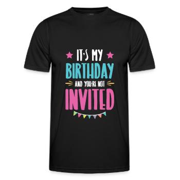 Invitation d’anniversaire - T-shirt sport Homme - noir - Devant - AI Model Male 178 dark (178cm)
