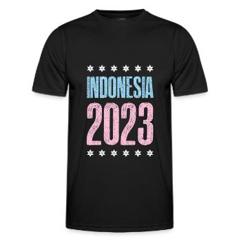 Indonesia 2023 - Men's Functional T-Shirt - black - Front - AI Model Male 178 dark (178cm)