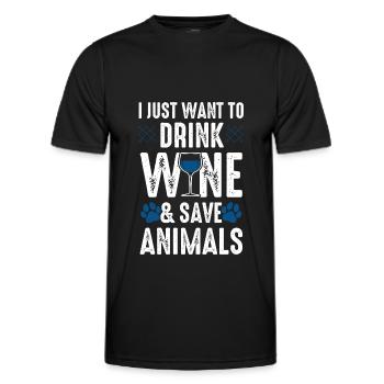 Animal welfare wine - Men's Functional T-Shirt - black - Front - AI Model Male 178 dark (178cm)