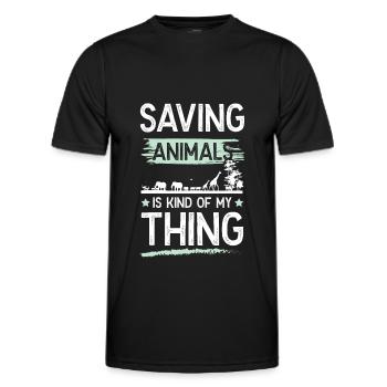 Animal welfare funny saying - Men's Functional T-Shirt - black - Front - AI Model Male 178 dark (178cm)
