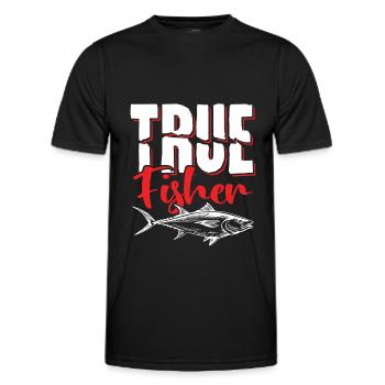 Fidèle pêcheur pêchant dicton - T-shirt sport Homme - noir - Devant - AI Model Male 178 dark (178cm)