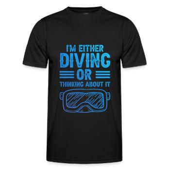 Diving scuba diving - Men's Functional T-Shirt - black - Front - AI Model Male 178 dark (178cm)
