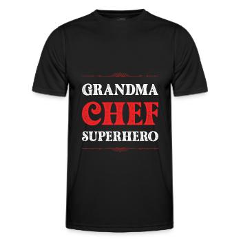 Grandma Superhero - Men's Functional T-Shirt - black - Front - AI Model Male 178 dark (178cm)
