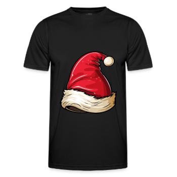 Chapeau de Père Noël chapeau - T-shirt sport Homme - noir - Devant - AI Model Male 178 dark (178cm)