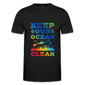 ozean sauber halten - Männer Funktions-T-Shirt - Schwarz - Vorne - AI Model Male 178 dark (178cm)