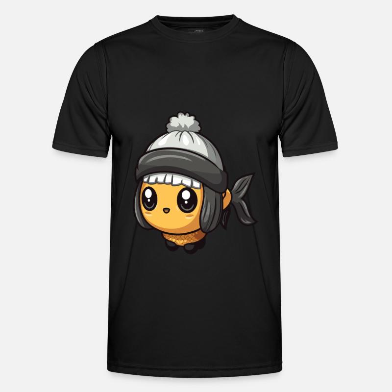 Fish Winter Comic Cute - Men's Functional T-Shirt - black