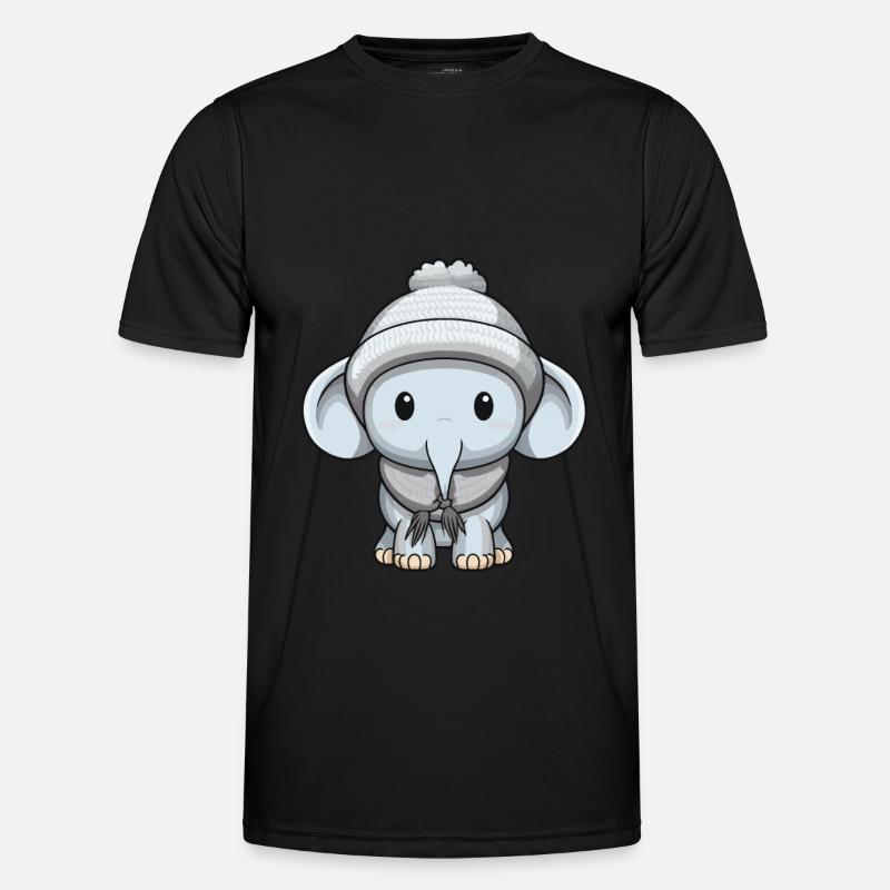 Elefant Winter Comic Niedlich Männer Funktions-T-Shirt