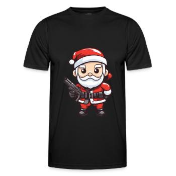 Santa Claus Gun Santa Christmas - Men's Functional T-Shirt - black - Front - AI Model Male 178 dark (178cm)