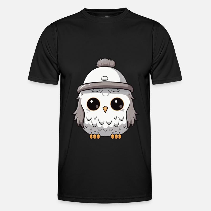 Eule Winter Tier Niedlich Comic - Männer Funktions-T-Shirt - Schwarz