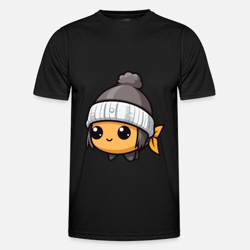 Fisch Winter Tier Niedlich Comic - Männer Funktions-T-Shirt - Schwarz