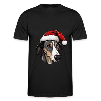 Tête de chien lévrier Noël Noël - T-shirt sport Homme - noir - Devant - AI Model Male 178 dark (178cm)