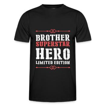 Bester Bruder Held Spruch - Männer Funktions-T-Shirt - Schwarz - Vorne - AI Model Male 178 dark (178cm)