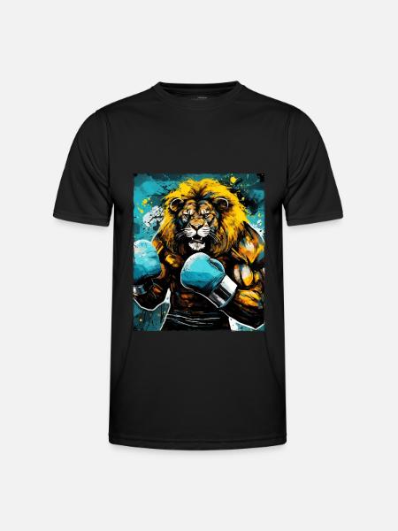 Löwe Boxer Kämpfer - Männer Funktions-T-Shirt - Schwarz