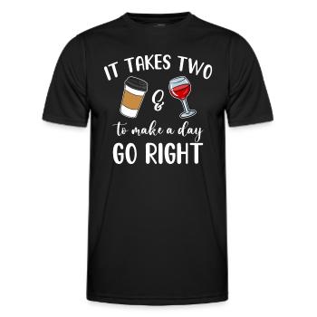 Il faut être deux pour qu’une journée aille bien Café & Vin - T-shirt sport Homme - noir - Devant - AI Model Male 178 dark (178cm)