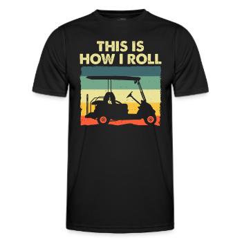 Drôle de conception de chariot de golf pour hommes femmes enfants golfeur G - T-shirt sport Homme - noir - Devant - AI Model Male 178 dark (178cm)