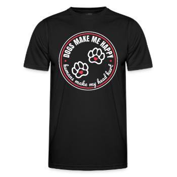 Hunde machen mich glücklich Menschen machen meinen Kopf verletzt Geschenk - Männer Funktions-T-Shirt - Schwarz - Vorne - AI Model Male 178 dark (178cm)