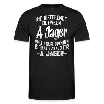 La différence entre un Jager et votre opinion fu - T-shirt sport Homme - noir - Devant - AI Model Male 178 dark (178cm)