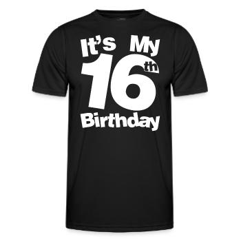 16e anniversaire C’est mon 16e anniversaire 16 ans Bi - T-shirt sport Homme - noir - Devant - AI Model Male 178 dark (178cm)