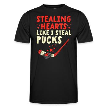 Stealing Heart Like I Steal Pucks Valentines Day H - Men's Functional T-Shirt - black - Front - AI Model Male 178 dark (178cm)