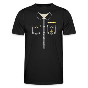 Boot Kapitän Uniform Kostüm - Männer Funktions-T-Shirt - Schwarz - Vorne - AI Model Male 178 dark (178cm)