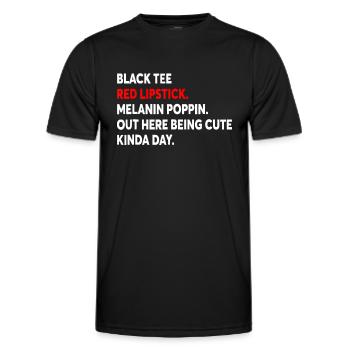 Rouge à lèvres noir rouge mélanine Poppin ici Outsideblac - T-shirt sport Homme - noir - Devant - AI Model Male 178 dark (178cm)