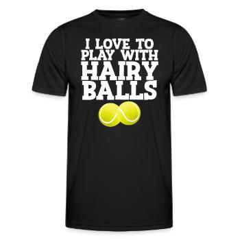 Ich liebe es, mit haarigen Bällen zu spielen Tennisspieler Geschenk - Männer Funktions-T-Shirt - Schwarz - Vorne - AI Model Male 178 dark (178cm)
