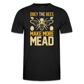 Obey the Bees, Make More Mead Giftdaylovemeadistma - Men's Functional T-Shirt - black - Front - AI Model Male 178 dark (178cm)