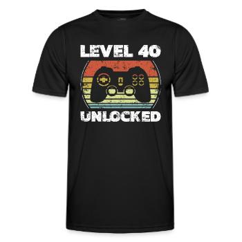 Level 40 Freigeschalteter lustiger Videospieler 40. Geburtstag - Männer Funktions-T-Shirt - Schwarz - Vorne - AI Model Male 178 dark (178cm)