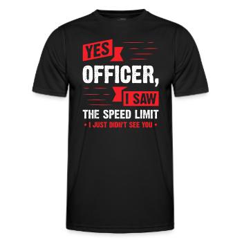 Ja Offizier, ich habe die Geschwindigkeitsbegrenzung gesehen - Auto-Enthusiast - Männer Funktions-T-Shirt - Schwarz - Vorne - AI Model Male 178 dark (178cm)