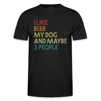 J’aime la bière mon chien et peut-être 3 personnes citent Vintag - T-shirt sport Homme - noir - Devant - AI Model Male 178 dark (178cm)